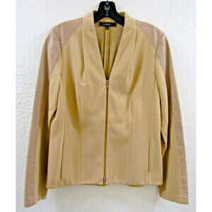 Lafayette 148 Leather Trim Zip Up Blazer Size 8